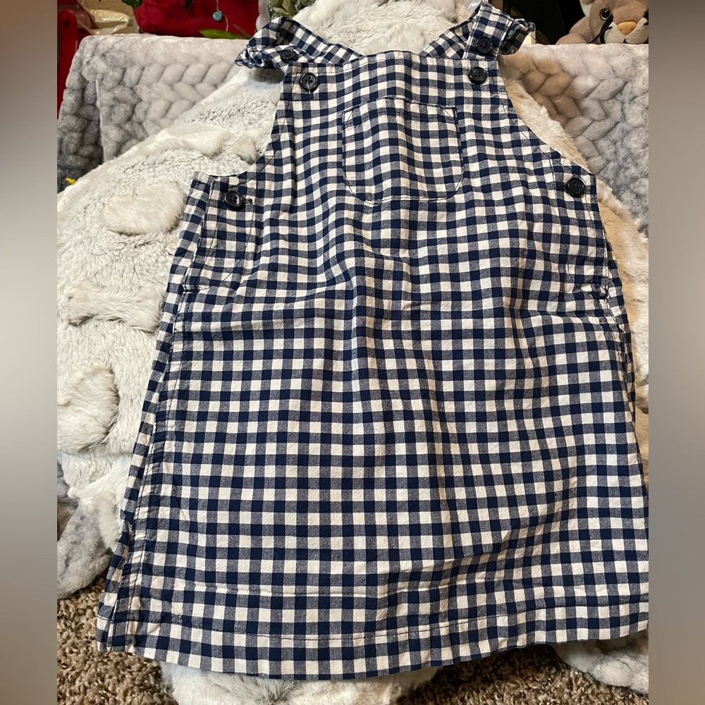 Carter's Cutie Patootie Navy & White Checkered Baby petifold jumper Like New 24M